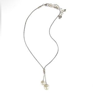 BRIGHTON Twist Double Pearl Lariat Silver
Plated Necklace